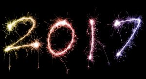 Colorful 2017 New Year date in sparklers