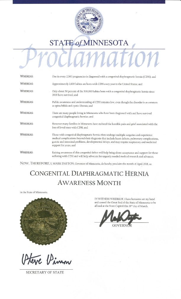 New Mexico Recognizes April, 2018 as CDH Awareness Month