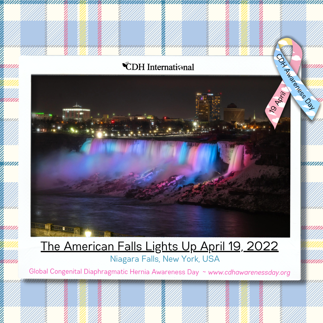 The Horseshoe Falls (Canadian Niagara Falls) Lights Up For CDH Awareness