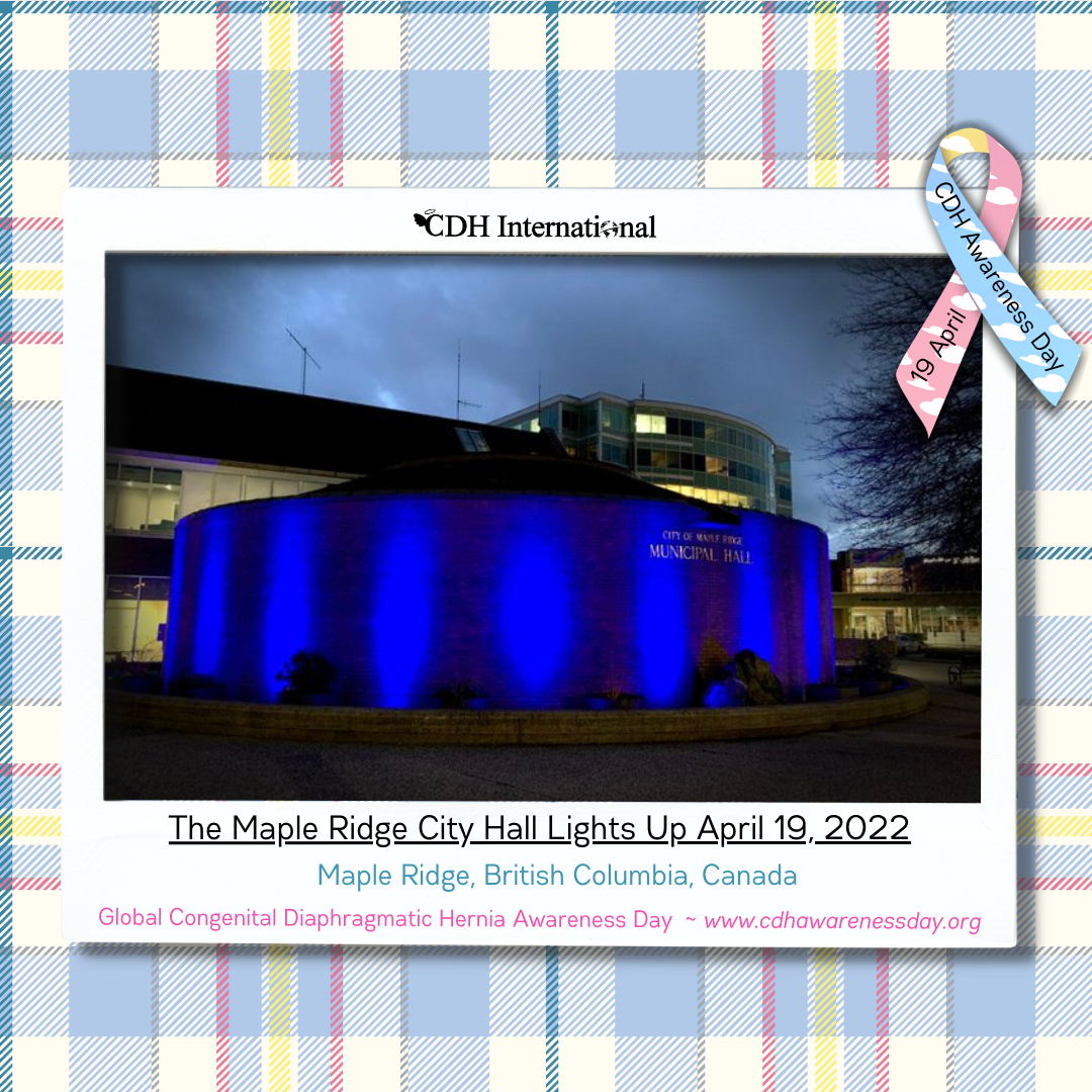 The Port Coquitlam City Hall Lights Up For CDH Awareness