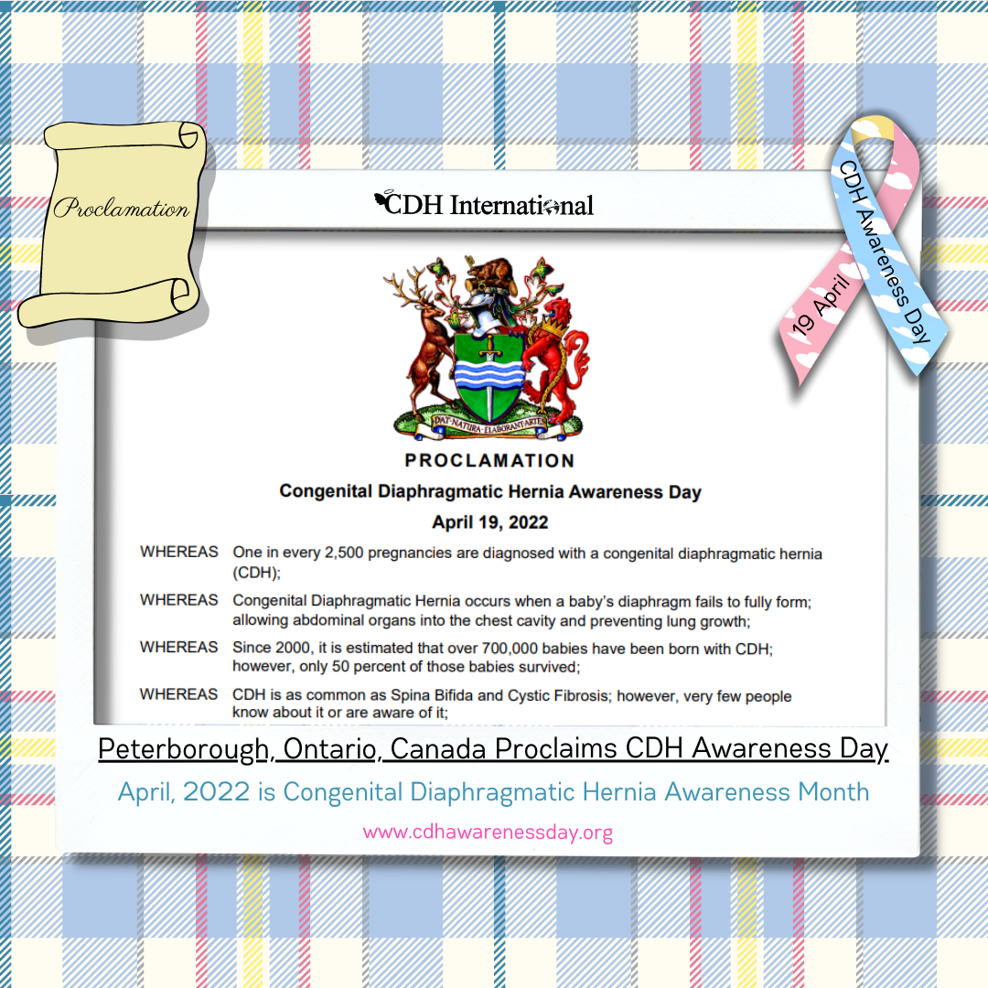The City of Pickering Proclaims April CDH Awareness Month