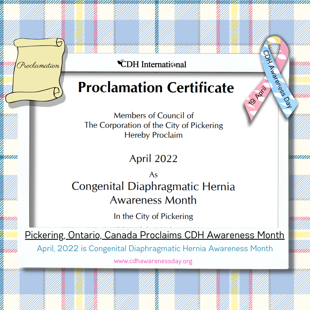 The City of Newmarket Proclaims April 19, 2022 CDH Awareness Day