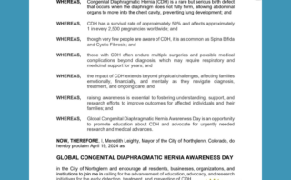 New Jersey Proclaims April CDH Awareness Month