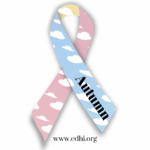 Pastel blue and pink awareness ribbon with cloud patterns, the word 'Autumn' across the blue stripe, and www.cdhi.org at the bottom
